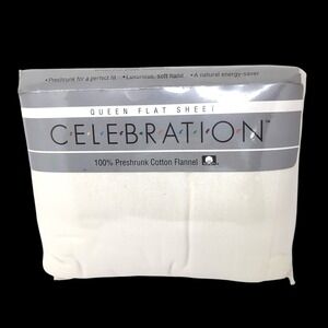 VTG Mervyns Celebration Flannel Flat Sheet Queen Size Solid Ecru NEW NOS USA